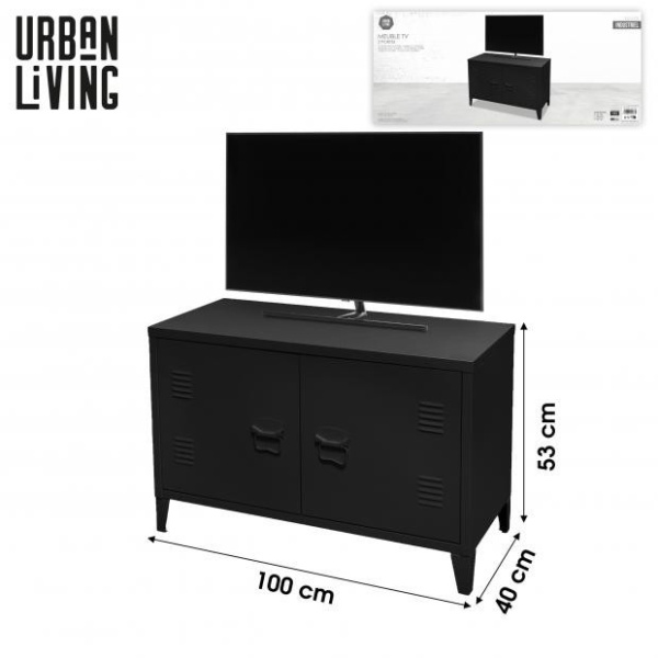 Mueble TV 2 cajones Metal Negro IndustrielBlack