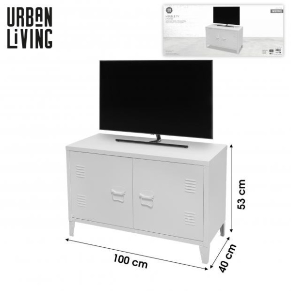 Mueble TV 2 cajones Metal Blanco IndustrielWhite