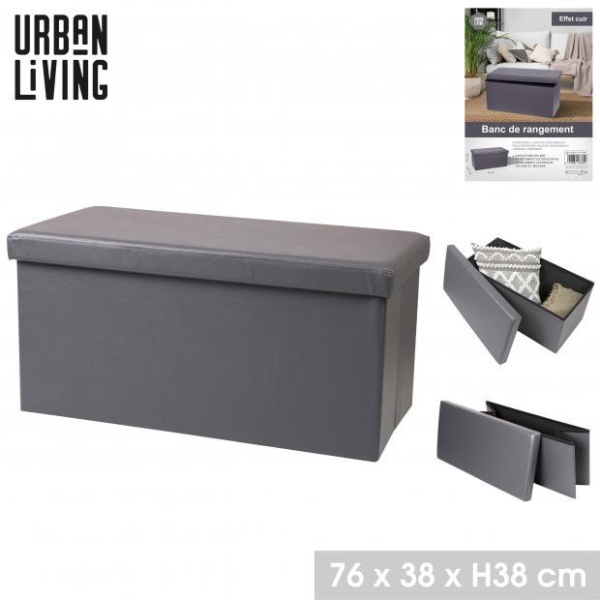 Banco almacenamiento plegable PU – Gris