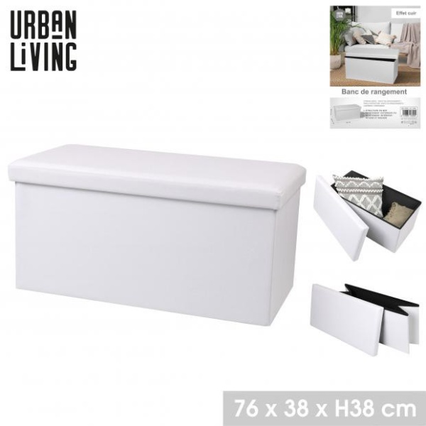 Banco almacenamiento plegable PU Blanco