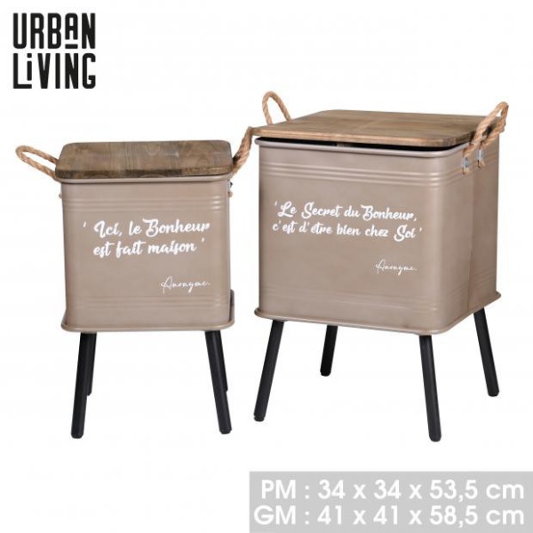 Mesita caja Loft&Metal Grande Topo