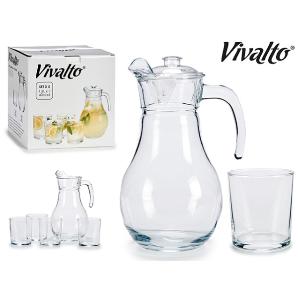 Juego jarra cristal 1,8 lt y 4 vasos