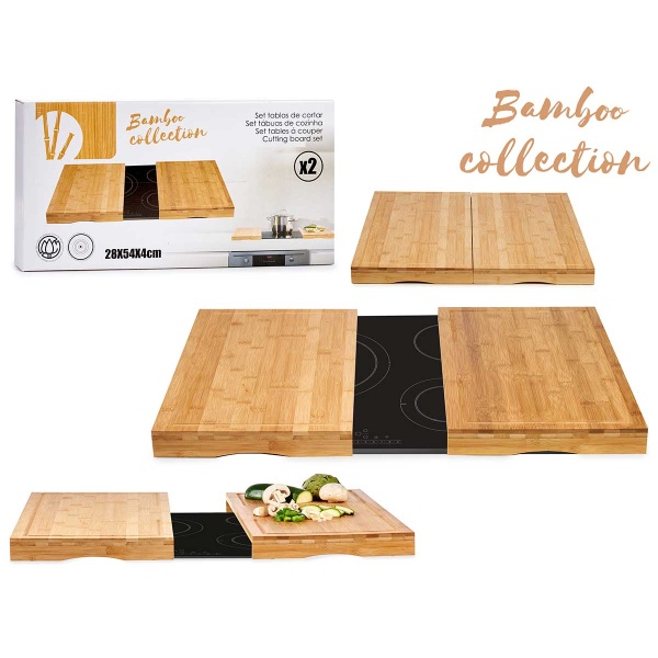 Set 2 tablas bambú vitro cocina 28cm