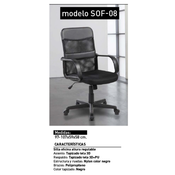 Silla Oficina Mod. SOF-08 Negro