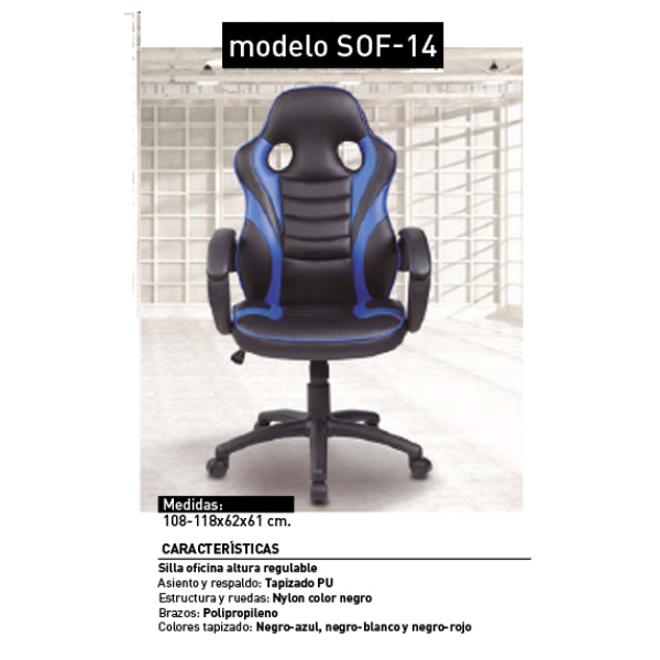 Silla Gaming Mod. Sof-14 Azul