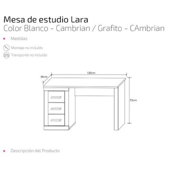 Mesa de estudio Lara Cambrian/Blanco