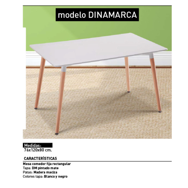 Mesa Rectangular 120cm Mod. Dinamarca Blanco