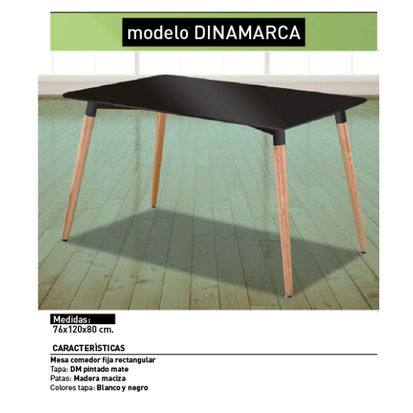 Mesa Rectangular 120cm Mod. Dinamarca Negro