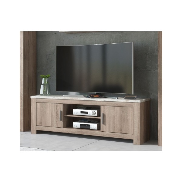 Mueble bajo TV 2p RONCAL Trufa/Cañón Blanco