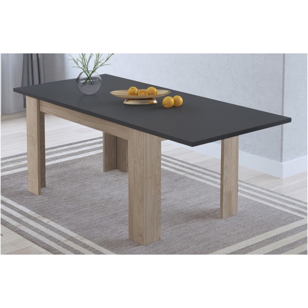 Mesa de comedor extensible Corfu Roble/Grafito