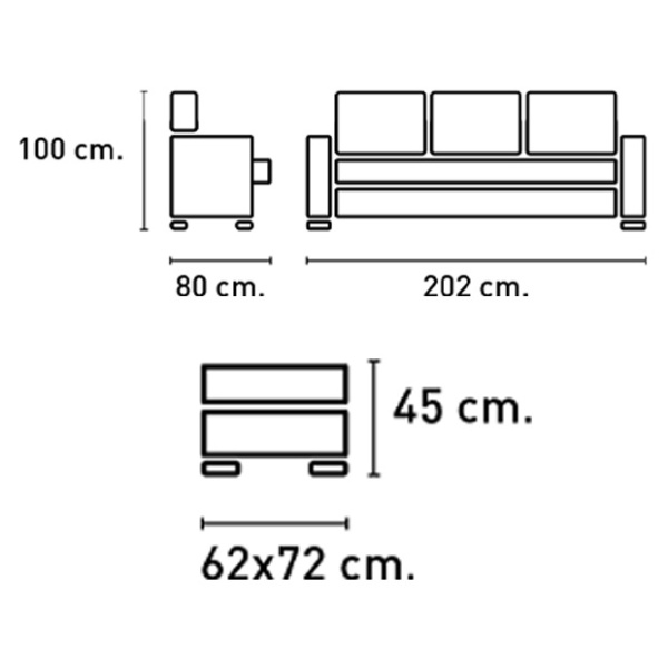 Sofá Rubén 3 Plazas + Puff