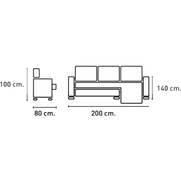 Sofá Conde Chaise longue reversible