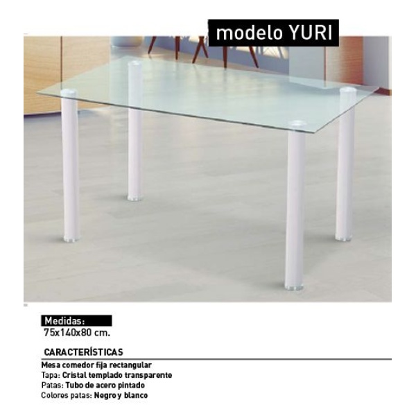 Mesa Yuri Cristal patas blancas