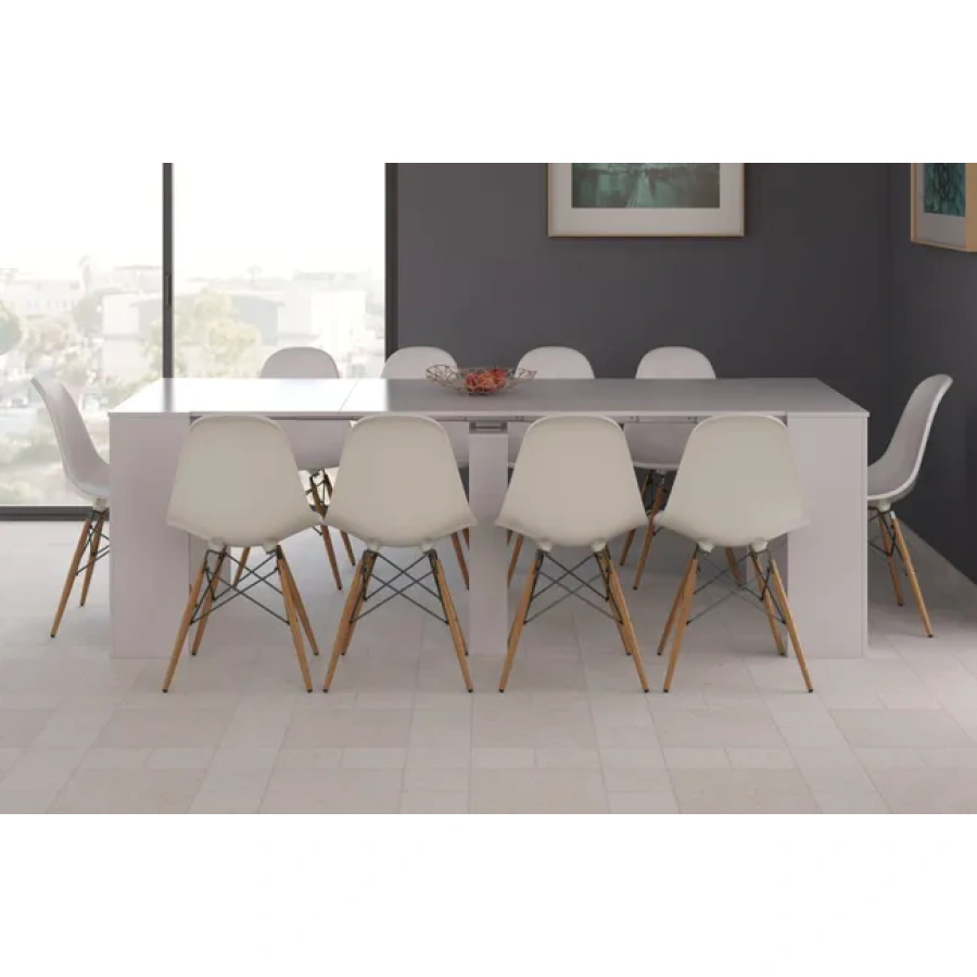 Mesa de comedor extensible Blanco brillo - Imagen 2