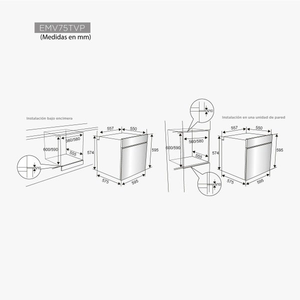 Horno Cristal Negro 10 funciones Vapor Cristal Negro EAS