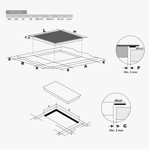 Placa de inducción Flex 60cm EAS