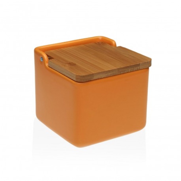 Salero tapa bambú naranja