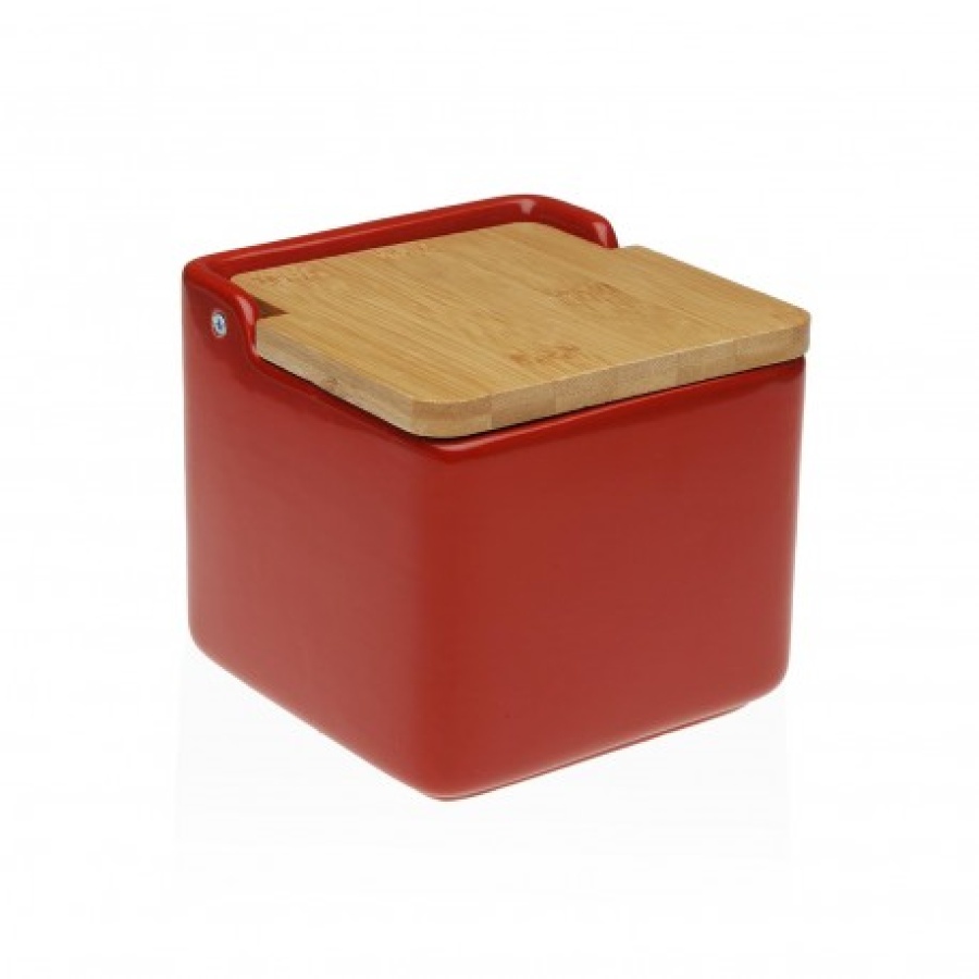 Salero tapa bambú rojo