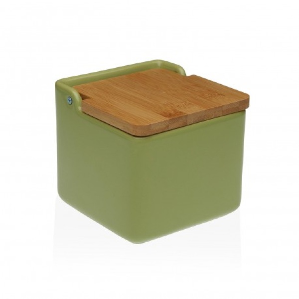 Salero tapa bambú verde